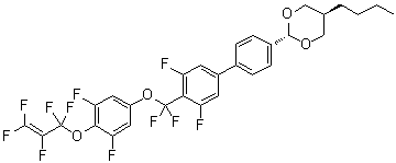 CAS 登录号：1609652-65-4, 反式-5-丁基-2-[4'-[[3,5-二氟-4-[(1,1,2,3,3-五氟-2-丙烯-1-基)氧基]苯氧基]二氟甲基]-3',5'-二氟[1,1'-联苯]-4-基]-1,3-二恶烷