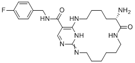 CAS 登录号：1612782-86-1, (7S)-7-氨基-N-[(4-氟苯基)甲基]-8-氧代-2,9,16,18,21-五氮杂双环[15.3.1]二十一碳-1(21),17,19-三烯-20-甲酰胺