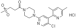 structure of CAS# 1613439-62-5, 1-[4-(5'-Chloro-3,5-dimethyl[2,4'-bipyridin]-2'-yl)-1-piperazinyl]-3-(methylsulfonyl)-1-propanone hydrochloride (1:1)