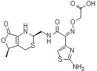 CAS # 1614255-93-4, 2-[[(Z)-[1-(2-Amino-4-thiazolyl)-2-oxo-2-[[[(2R,5R)-1,2,5,7-tetrahydro-5-methyl-7-oxo-4H-furo[3,4-d][1,3]thiazin-2-yl]methyl]amino]ethylidene]amino]oxy]acetic acid
