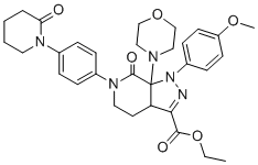 CAS # 1619934-76-7, Ethyl 1-(4-methoxyphenyl)-7a-morpholino-7-oxo-6-(4-(2-oxopiperidin-1-yl)phenyl)-3a,4,5,6,7,7a-hexahydro-1H-pyrazolo[3,4-c]pyridine-3-carboxylate
