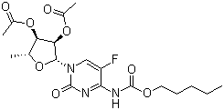 structure of CAS# 162204-20-8, 5'-脱氧-5-氟-N-[(戊氧基)羰基]胞苷 2',3'-二乙酸酯