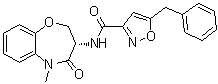 structure of CAS# 1622849-58-4, 5-(Phenylmethyl)-N-[(3S)-2,3,4,5-tetrahydro-5-methyl-4-oxo-1,5-benzoxazepin-3-yl]-3-isoxazolecarboxamide