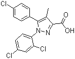 structure of CAS# 162758-35-2, 1-(2,4-二氯苯基)-5-对氯苯基-4-甲基-吡唑-3-甲酸