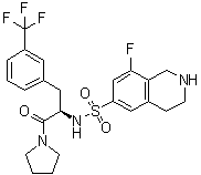 structure of CAS# 1627676-59-8, 8-氟-1,2,3,4-四氢-N-[(1R)-2-氧代-2-(1-吡咯烷基)-1-[[3-(三氟甲基)苯基]甲基]乙基]-6-异喹啉磺酰胺