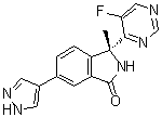 structure of CAS# 1627696-51-8, (3R)-3-(5-氟-4-嘧啶基)-2,3-二氢-3-甲基-6-(1H-吡唑-4-基)-1H-异吲哚-1-酮