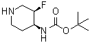structure of CAS# 1630815-57-4, N-[(3R,4S)-3-Fluoro-4-piperidinyl]carbamic acid 1,1-dimethylethyl ester