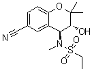 structure of CAS# 163163-23-3, rel-N-[(3R,4S)-6-Cyano-3,4-dihydro-3-hydroxy-2,2-dimethyl-2H-1-benzopyran-4-yl]-N-methylethanesulfonamide