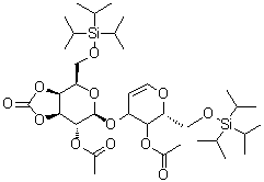 CAS 登录号：163228-35-1, 3-O-[2-O-乙酰基-3,4-O-羰基-6-O-[三(1-甲基乙基)硅烷基]-beta-D-吡喃半乳糖基]-1,5-脱水-2-脱氧-6-O-[三(1-甲基乙基)硅烷基]-D-阿拉伯-己-1-烯糖醇乙酸酯