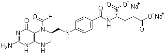 CAS 登录号：163254-40-8, 亚叶酸二钠盐, N-(4-(((2-氨基-5-甲酰-1,4,5,6,7,8-六氢-4-氧代-6-蝶啶)甲基)氨基)苯甲酰)-L-谷氨酸二钠盐