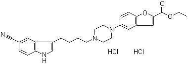 structure of CAS# 163521-09-3, 5-[4-[4-(5-氰基-1H-吲哚-3-基)丁基]-1-哌嗪基]-2-苯并呋喃羧酸乙酯盐酸盐