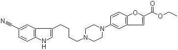 structure of CAS# 163521-11-7, 5-[4-[4-(5-氰基-1H-吲哚-3-基)丁基]-1-哌嗪基]-2-苯并呋喃羧酸乙酯