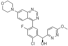 CAS # 1637542-33-6, (alphaS)-alpha-[2-Chloro-4-fluoro-5-[7-(4-morpholinyl)-4-quinazolinyl]phenyl]-6-methoxy-3-pyridazinemethanol