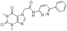 structure of CAS# 1638250-96-0, 1,2,3,6-Tetrahydro-1,3-dimethyl-2,6-dioxo-N-(6-phenyl-3-pyridazinyl)-7H-purine-7-acetamide