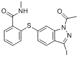 CAS # 1639138-00-3, Axitinib Impurity, 2-((1-Acetyl-3-iodo-1H-indazol-6-yl)thio)-N-methylbenzamide