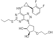 CAS 登录号：1643378-48-6, (1S,2S,3R,5S)-3-[7-[[(1R,2S)-2-(2,3-二氟苯基)环丙基]氨基]-5-(丙硫基)-3H-1,2,3-三唑并[4,5-d]嘧啶-3-基]-5-(2-羟基乙氧基)-1,2-环戊烷二醇