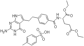structure of CAS# 165049-28-5, N-[4-[2-(2-氨基-4,7-二氢-4-氧代-1H-吡咯并[2,3-d]嘧啶-5-基)乙基]苯甲酰]-L-谷氨酸二乙酯对甲苯磺酸盐