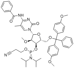 structure of CAS# 166593-57-3, 5'-O-DMT-N4-Benzoyl-5-methyl-2'-O-methylcytidine 3'-CE phosphoramidite