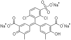 CAS 登录号：1667-99-8, 媒染蓝 29, 铬天青 S, 5-[(3-羧基-5-甲基-4-氧代-2,5-环己二烯-1-亚基)(2,6-二氯-3-磺基苯基)甲基]-2-羟基-3-甲基苯甲酸三钠盐