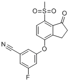 structure of CAS# 1672665-55-2, 3-氟-5-((7-(甲基磺酰基)-1-氧代-2,3-二氢-1H-茚-4-基)氧基)苯甲腈