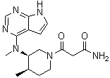 structure of CAS# 1675248-19-7, (3R,4R)-4-Methyl-3-(methyl-7H-pyrrolo[2,3-d]pyrimidin-4-ylamino)-beta-oxo-1-piperidinepropanamide