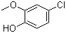 structure of CAS# 16766-30-6, 2-Methoxy-4-chlorophenol