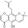 CAS # 168010-17-1, Eriosematin, 5-Hydroxy-2,2-dimethyl-10-(3-methyl-2-buten-1-yl)-2H,6H-benzo[1,2-b:5,4-b']dipyran-6-one