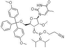 CAS 登录号：168611-14-1, (R)-5'-O-[二(4-甲氧基苯基)苯基甲基]-5-甲基-2'-O-甲基尿苷 3'-[2-氰基乙基 二异丙基氨基亚磷酸酯]