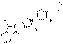structure of CAS# 168828-89-5, (S)-N-[[3-[3-Fluoro-4-(4-morpholinyl)phenyl]-2-oxo-5-oxazolidinyl]methyl]phthalimide