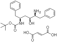 CAS # 169870-03-5, [2S,3S,5S]-2-Amino-3-hydroxy-5-tert-butyloxycarbonylamino-1,6-diphenylhexane fumarate salt, [1S-(1R*,3R*,4R*)]-[4-Amino-3-hydroxy-5-phenyl-1-(phenylmethyl)pentyl]carbamic acid 1,1-dimethylethyl ester (E)-2-butenedioate