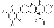 structure of CAS# 1707289-21-1, N-[(3S,4S)-3-[[6-(2,6-Dichloro-3,5-dimethoxyphenyl)-2-quinazolinyl]amino]tetrahydro-2H-pyran-4-yl]-2-propenamide