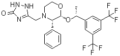 structure of CAS# 170729-76-7, 5-[[(2R,3S)-2-[(1R)-1-[3,5-Bis(trifluoromethyl)phenyl]ethoxy]-3-phenyl-4-morpholinyl]methyl]-1,2-dihydro-3H-1,2,4-triazol-3-one