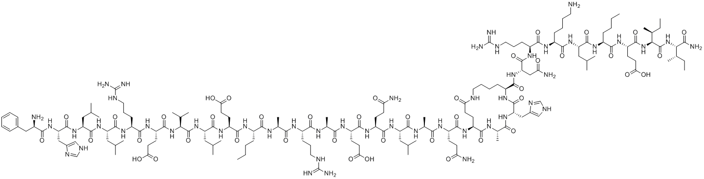 CAS # 170809-51-5, Astressin, (4S)-5-[[(2S)-5-amino-1-[[(2S)-1-[[(2S)-1-[[(2S)-5-amino-1-[[(3S,6S,9S,18S)-18-[[(2S)-4-amino-1-[[(2S)-1-[[(2S)-6-amino-1-[[(2S)-1-[[(2S)-1-[[(2S)-1-[[(2S,3S)-1-[[(2S,3S)-1-amino-3-methyl-1-oxopentan-2-yl]amino]-3-methyl-1-oxopentan-2-yl]amino]-4-carboxy-1-oxobutan-2-yl]amino]-1-oxohexan-2-yl]amino]-4-methyl-1-oxopentan-2-yl]amino]-1-oxohexan-2-yl]amino]-5-carbamimidamido-1-oxopentan-2-yl]amino]-1,4-dioxobutan-2-yl]carbamoyl]-3-(1H-imidazol-4-ylmethyl)-6-methyl-2,5,8,12-tetraoxo-1,4,7,13-tetrazacyclooctadec-9-yl]amino]-1,5-dioxopentan-2-yl]amino]-1-oxopropan-2-yl]amino]-4-methyl-1-oxopentan-2-yl]amino]-1,5-dioxopentan-2-yl]amino]-4-[[(2S)-2-[[(2S)-2-[[(2S)-2-[[(2S)-2-[[(2S)-2-[[(2S)-2-[[(2S)-2-[[(2S)-2-[[(2S)-2-[[(2S)-2-[[(2S)-2-[[(2S)-2-[[(2R)-2-amino-3-phenylpropanoyl]amino]-3-(1H-imidazol-4-yl)propanoyl]amino]-4-methylpentanoyl]amino]-4-methylpentanoyl]amino]-5-carbamimidamidopentanoyl]amino]-4-carboxybutanoyl]amino]-3-methylbutanoyl]amino]-4-methylpentanoyl]amino]-4-carboxybutanoyl]amino]hexanoyl]amino]propanoyl]amino]-5-carbamimidamidopentanoyl]amino]propanoyl]amino]-5-oxopentanoic acid