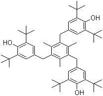 CAS # 1709-70-2, 1,3,5-Trimethyl-2,4,6-tris(3,5-di-tert-butyl-4-hydroxybenzyl)benzene, 2,4,6-Tris(3',5'-di-tert-butyl-4'-hydroxybenzyl)mesitylene, Antioxidant 330, Evernox 1330