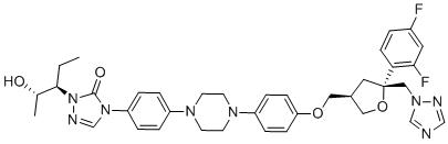 CAS # 171228-50-5, Posaconazole Diastereoisomer 6 (R,R,R,S), 4-[4-[4-[4-[[(3R,5R)-5-(2,4-difluorophenyl)-5-(1,2,4-triazol-1-ylmethyl)oxolan-3-yl]methoxy]phenyl]piperazin-1-yl]phenyl]-2-[(2S,3R)-2-hydroxypentan-3-yl]-1,2,4-triazol-3-one