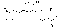 CAS # 1715032-88-4, 4-[3-Amino-6-((1S,3S,4S)-3-fluoro-4-hydroxycyclohexyl)pyrazin-2-yl]-2-fluorobenzoic acid