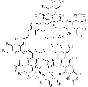 CAS # 172906-79-5, O-2-(Acetylamino)-2-deoxy-beta-D-glucopyranosyl-(1→4)-O-[O-2-(acetylamino)-2-deoxy-beta-D-glucopyranosyl-(1→2)-O-[2-(acetylamino)-2-deoxy-beta-D-glucopyranosyl-(1→4)]-O-[2-(acetylamino)-2-deoxy-beta-D-glucopyranosyl-(1→6)]-alpha-D-mannopyranosyl-(1→6)]-O-[O-2-(acetylamino)-2-deoxy-beta-D-glucopyranosyl-(1→2)-O-[2-(acetylamino)-2-deoxy-beta-D-glucopyranosyl-(1→4)]-alpha-D-mannopyranosyl-(1→3)]-O-beta-D-mannopyranosyl-(1→4)-O-2-(acetylamino)-2-deoxy-beta-D-glucopyranosyl-(1→4)-2-(acetylamino)-2-deoxy-beta-D-glucopyranose
