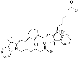 CAS 登录号：172971-76-5, 1-(5-羧基戊基)-2-[2-[3-[[1-(5-羧基戊基)-1,3-二氢-3,3-二甲基-2H-吲哚-2-亚基]亚乙基]-2-氯-1-环己烯-1-基]乙烯基]-3,3-二甲基-3H-吲哚鎓溴化物