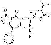 CAS # 173154-01-3, Aliskiren intermediate E, (4S)-3-[(2S,4S)-4-Azido-2-(1-methylethyl)-1-oxo-4-[(2S,4S)-tetrahydro-4-(1-methylethyl)-5-oxo-2-furanyl]butyl]-4-(phenylmethyl)-2-oxazolidinone