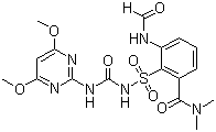 CAS # 173159-57-4, Foramsulfuron, 2-[3-(4,6-Dimethoxy-2-pyrimidinyl)ureidosulfonyl]-4-(formamido)-N,N-dimethylbenzamide