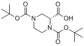 structure of CAS# 173774-48-6, (R)-1,4-Bis(tert-butoxycarbonyl)piperazine-2-carboxylic acid