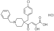 CAS # 174605-64-2, 4-[4-[(4-Chlorophenyl)methyl]-1-(phenylmethyl)-4-piperidinyl]-2-hydroxy-4-oxo-2-butenoic acid hydrochloride