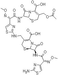 CAS # 175032-97-0, (6R,7R)-3-[(Acetyloxy)methyl]-7-[[(2Z)-[2-[[[(6R,7R)-7-[[(2Z)-(2-amino-4-thiazolyl)(methoxyimino)acetyl]amino]-2-carboxy-8-oxo-5-thia-1-azabicyclo[4.2.0]oct-2-en-3-yl]methyl]amino]-4-thiazolyl](methoxyimino)acetyl]amino]-8-oxo-5-thia-1-azabicyclo[4.2.0]oct-2-ene-2-carboxylic acid