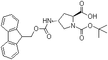 structure of CAS# 176486-63-8, N-叔丁氧羰基-反式-4-N-芴甲氧羰基氨基-L-脯氨酸