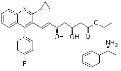 CAS # 176593-07-0, (R)-alpha-Methylbenzenemethanamine compd. with [R-[R*,S*-(E)]]-ethyl 7-[2-cyclopropyl-4-(4-fluorophenyl)-3-quinolinyl]-3,5-dihydroxy-6-heptenoate
