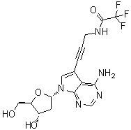 N-[3-[4-氨基-7-(2-脱氧-beta-D-赤式-呋喃戊糖基)-7H-吡咯并[2,3-d]嘧啶-5-基]-2-丙炔-1-基]-2,2,2-三氟乙酰胺分子结构 (CAS 178420-75-2)