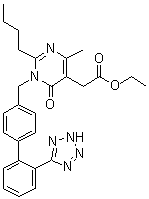 CAS # 178554-14-8, 2-Butyl-1,6-dihydro-4-methyl-6-oxo-1-[[2'-(1H-tetrazol-5-yl)[1,1'-biphenyl]-4-yl]methyl]-5-pyrimidineacetic acid ethyl ester