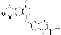 structure of CAS# 1788901-86-9, 4-[3-Chloro-4-[[(cyclopropylamino)carbonyl]amino]phenoxy]-7-methoxy-6-quinolinecarboxamide 1-oxide