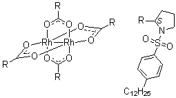 structure of CAS# 179162-34-6, 四[(S)-(-)-(对十二烷基苯磺酰基)脯氨酸]二铑盐