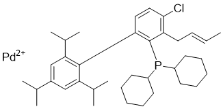 structure of CAS# 1798782-02-1, 氯(巴豆基)(2-二环己基膦基-2',4',6'-三异丙基-1,1'-联苯)钯(II)